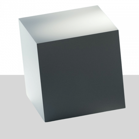 A graphic of a cube viewed from a corner angle to give a 3-dimensional feeling to the graphic.