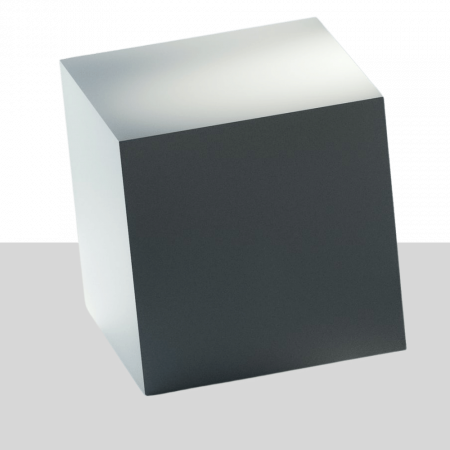 A graphic of a cube viewed from a corner angle to give a 3-dimensional feeling to the graphic.